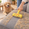 Clean stripe through dog hair on a sofa after the Fluff roller