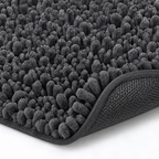 Chenille tufts and rubber anti-slip backing up close